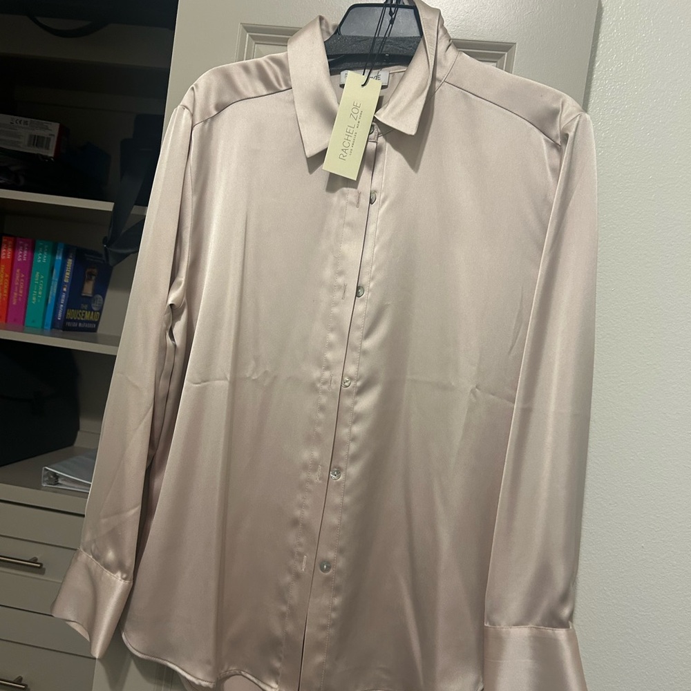 Rachel Zoe Beige Satin Shirt
